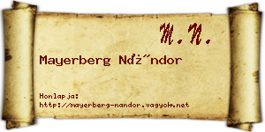 Mayerberg Nándor névjegykártya